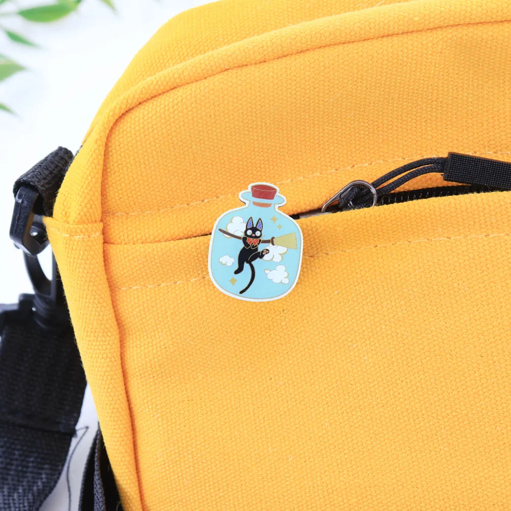 Animated Movie Cartoon Kiki Inspired Enamel Brooch  Cat Bow Bottle Black Cat Lapel Pin Badge Accessories Children Christmas Gift - view 3