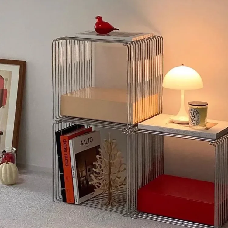 Simple Sofa Side A Few Net Red Medieval Creative Mini Shelf Line Small  Stainless Steel Newsstand Coffee Table