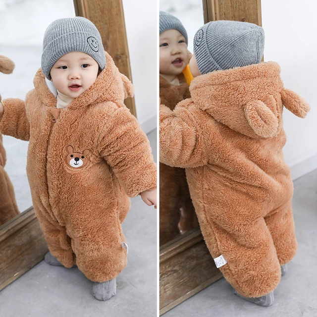 Baby Boy Clothes Cute Plush Bear Baby Rompers Autumn Winter Keep Warm Hooded Infant Girls Overall Jumpsuit Newborn Romper 0 18M AliExpress 1501