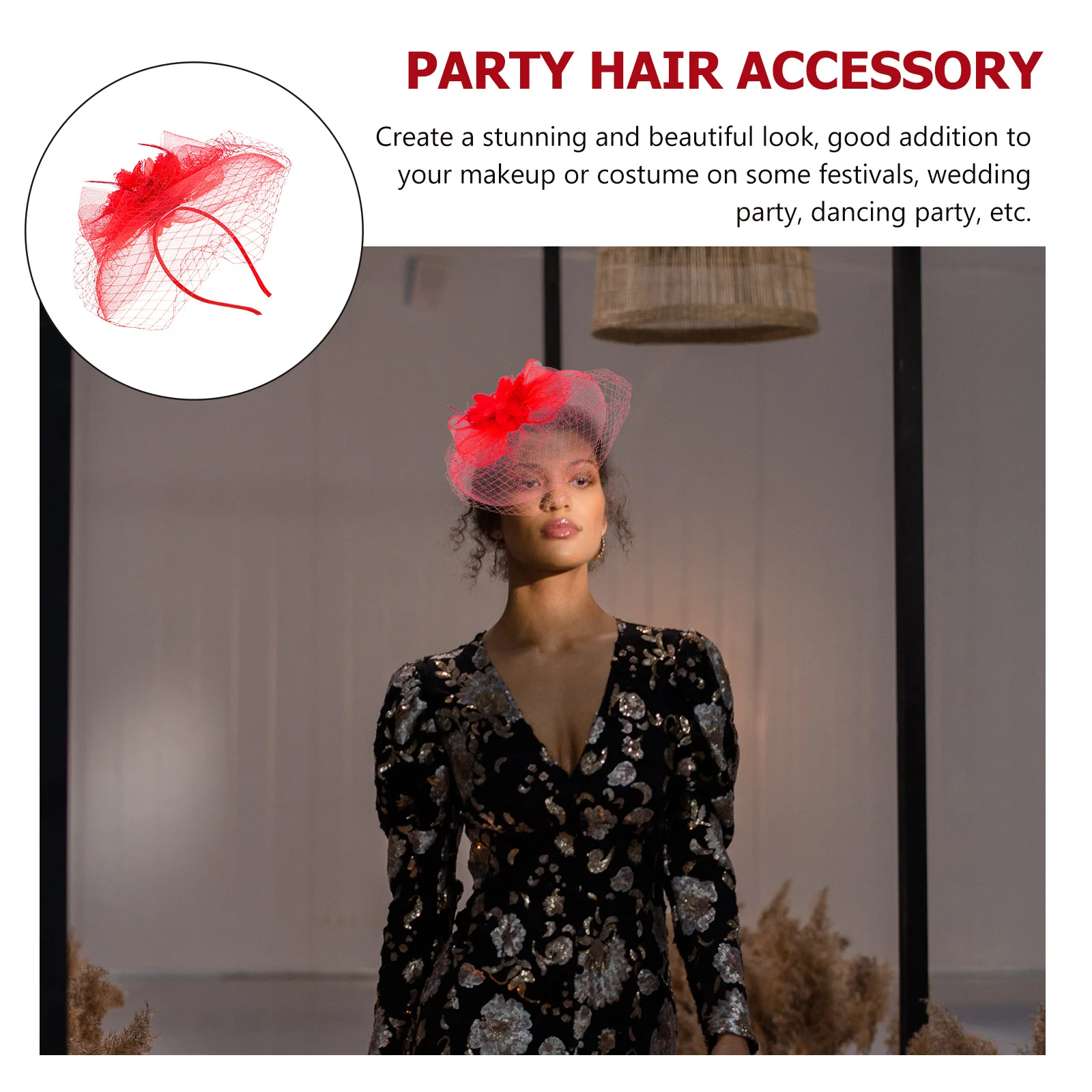 

Elegant Mesh Yarn Headgear Bridal Wedding Prom Party Carnival Christmas Birthday Photo Shoot Accessory for Women