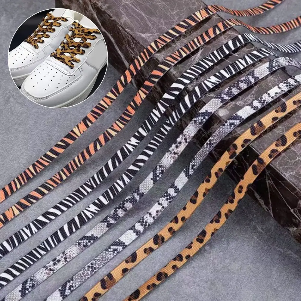 1Pair Animal Pattern Shoelaces Flat For AF1/AJ Sneakers Shoelaces Tiger/Snake/Leopard Print Shoelace Shoes Strings 120CM