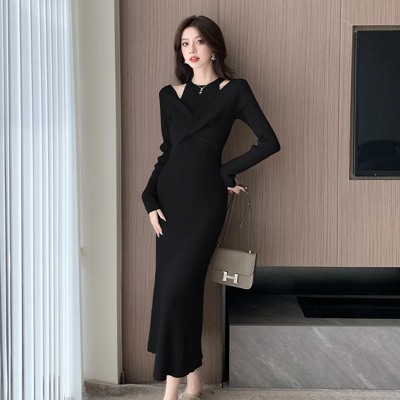 

Синие свитера-пуловеры до колен в стиле Y2K, женские двухцветные, с завышенной талией, для фестивалей, шикарные, элегантные, модные, мягкие