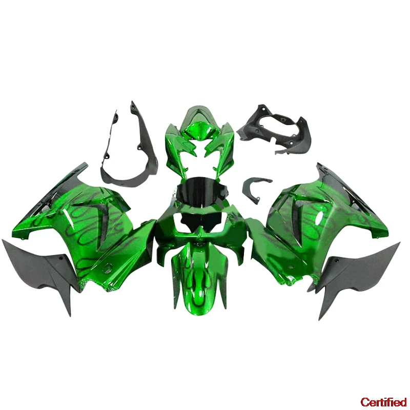 

New Motorcycle ABS fairings kit for Kawasaki Ninja250 2008 2009 2014 EX250 08-14 ZX250R black flame green fairing kit