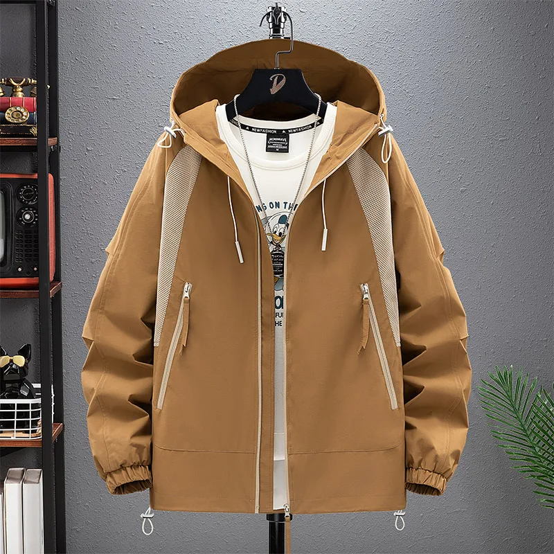 Waterproof Breathable Fashion Oversize 4XL 5XL 2024 Casual Men's Black Windbreaker Jackets Trench Coat For Spring Autumn Clothes