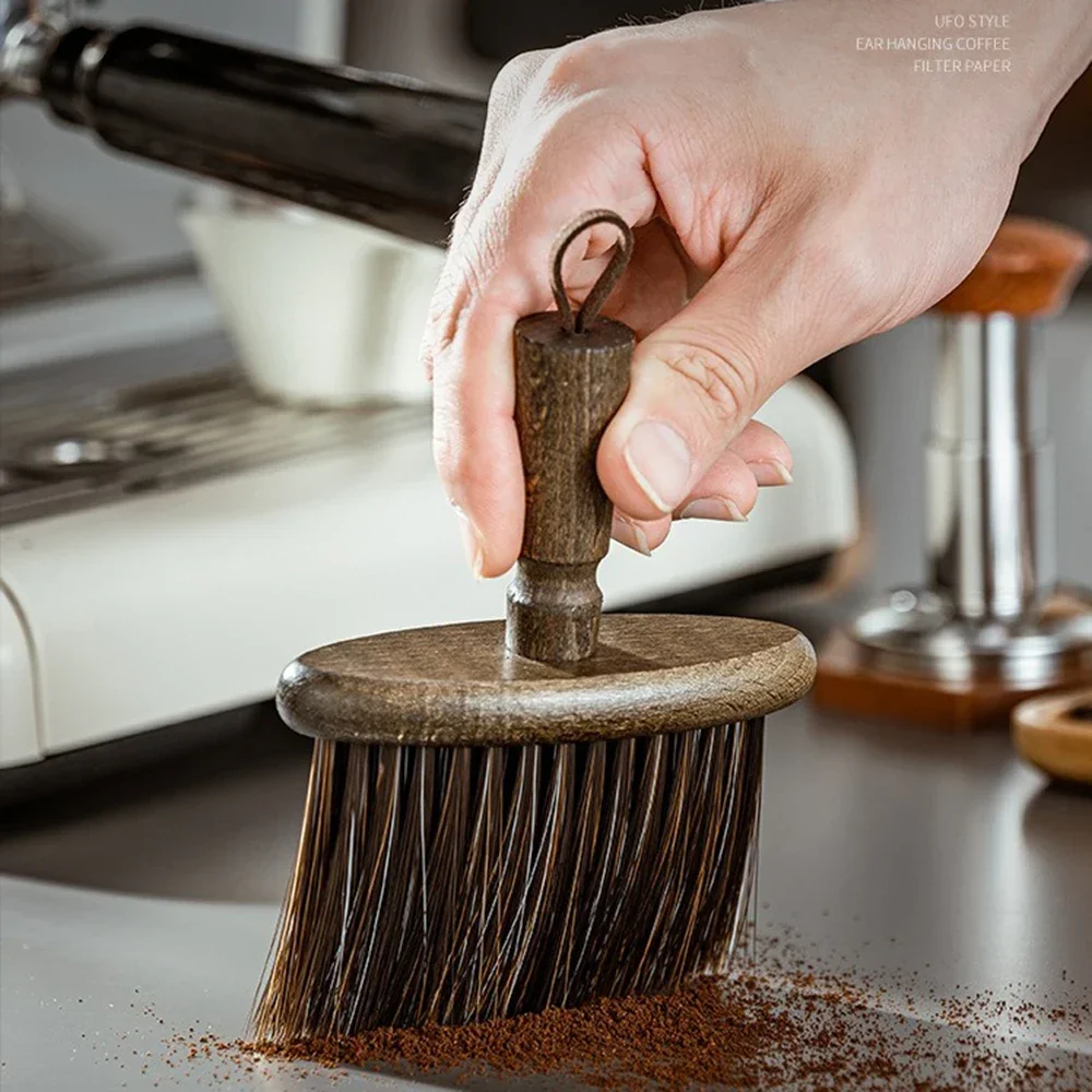 

Coffee Machine Cleaning Brush Solid Wood Bowl Coffee Brush Coffee Grounds Powder Broom Cleaning Brush Barista Accessories