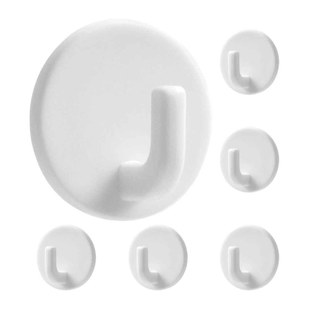 

6pcs Small Hooks Bathroom Kitchen Wall Mounted Adhesive Hangers for Towel Decorative Key Hooks White Color Non Damage Easy