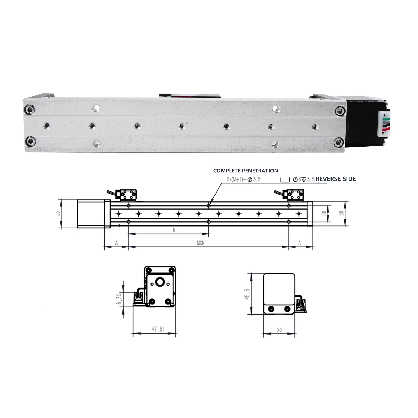 50~300mm Mini Linear Guide Rail XYZ Stage Ball Screw Actuator Linear Slide Motion Table with Nema 14 Stepper Motor