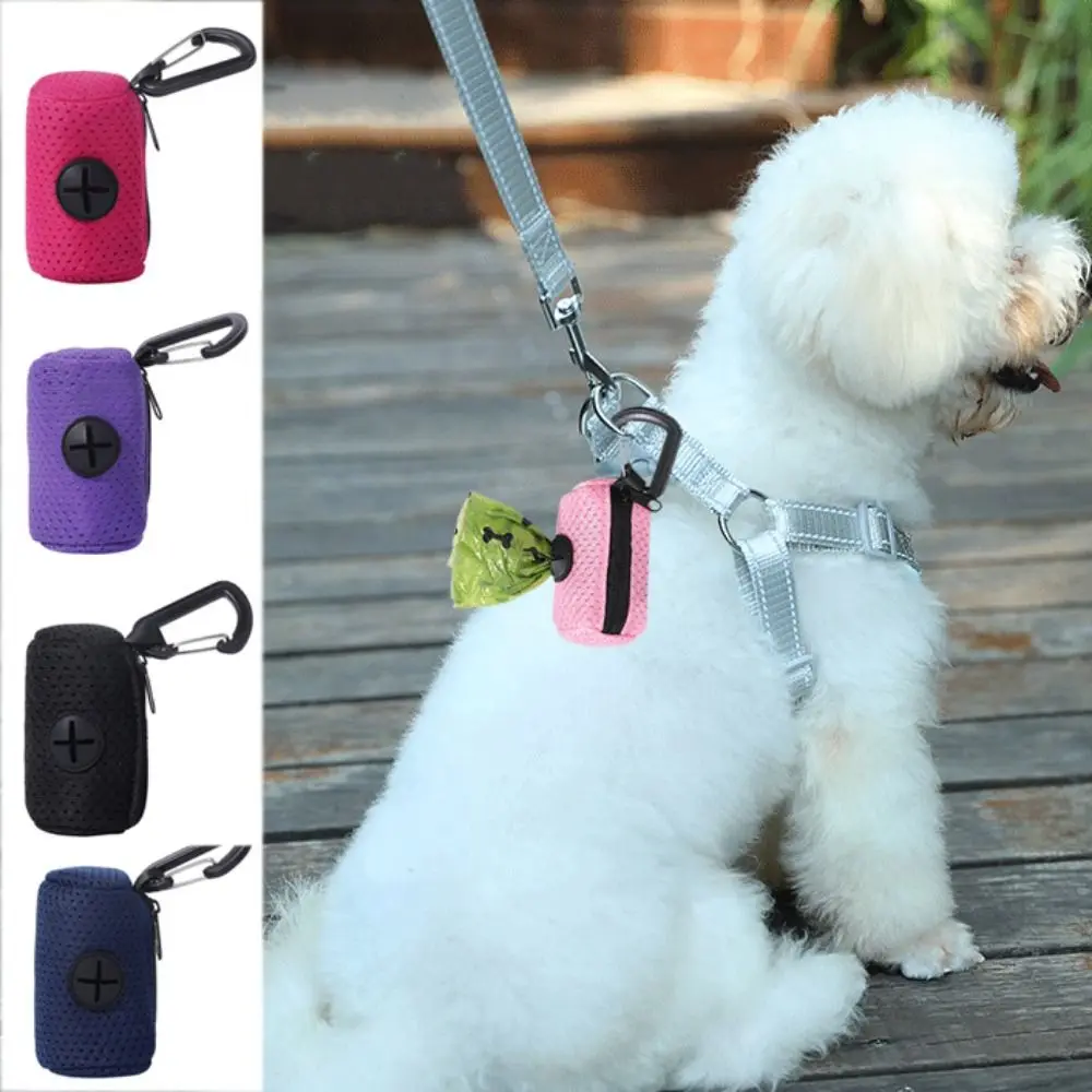 Portable Hanging Dog Poop Bags Dispenser Dog Poop Bag Holder with Buckle Colorful Pet Garbages Dispensers For Outdoors Walking