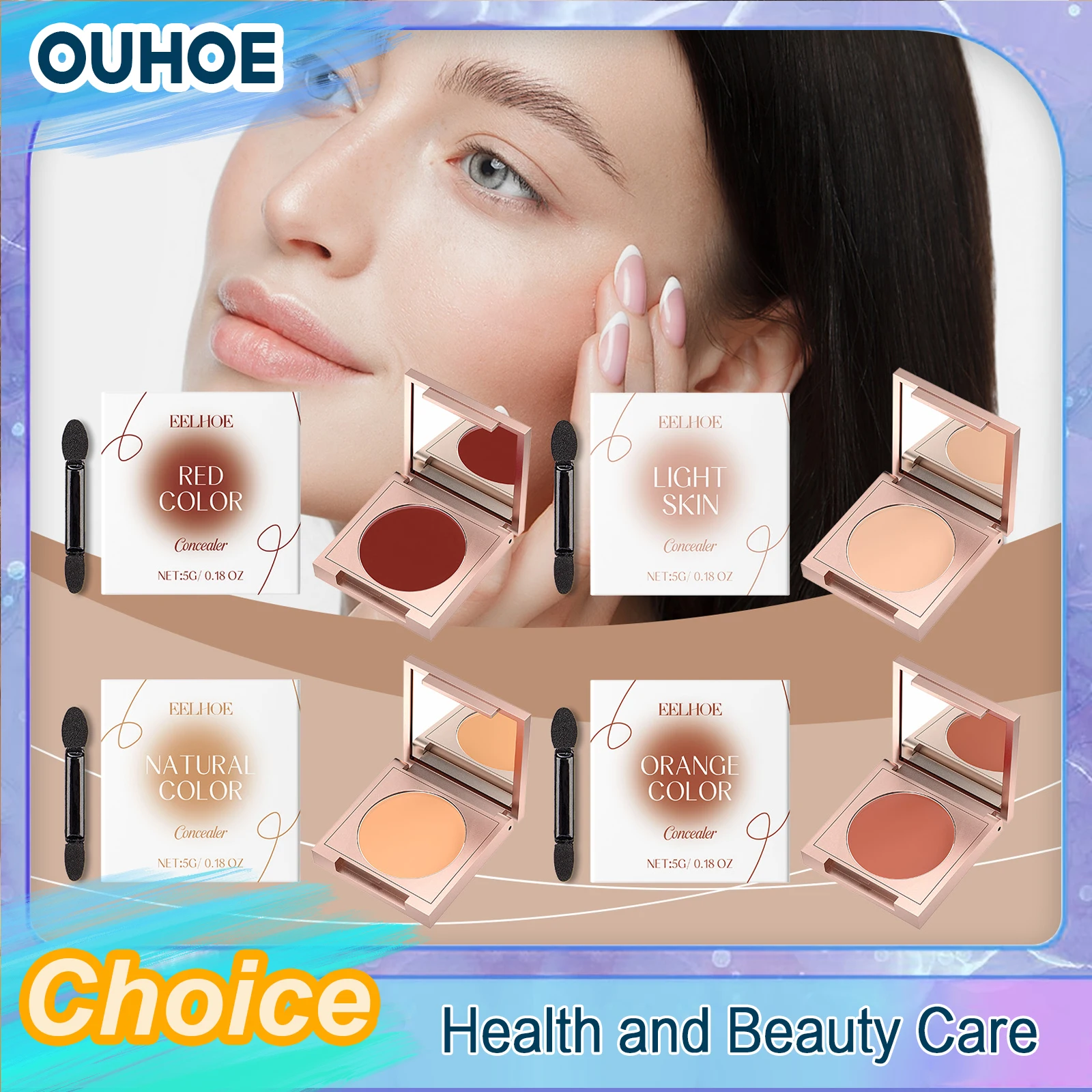 EELHOE Concealer Isolate Makeup 4 Color Coverage Blemishes Spot Acne Print Dark Circle Lasting Brighten Facial Base Primer Cream