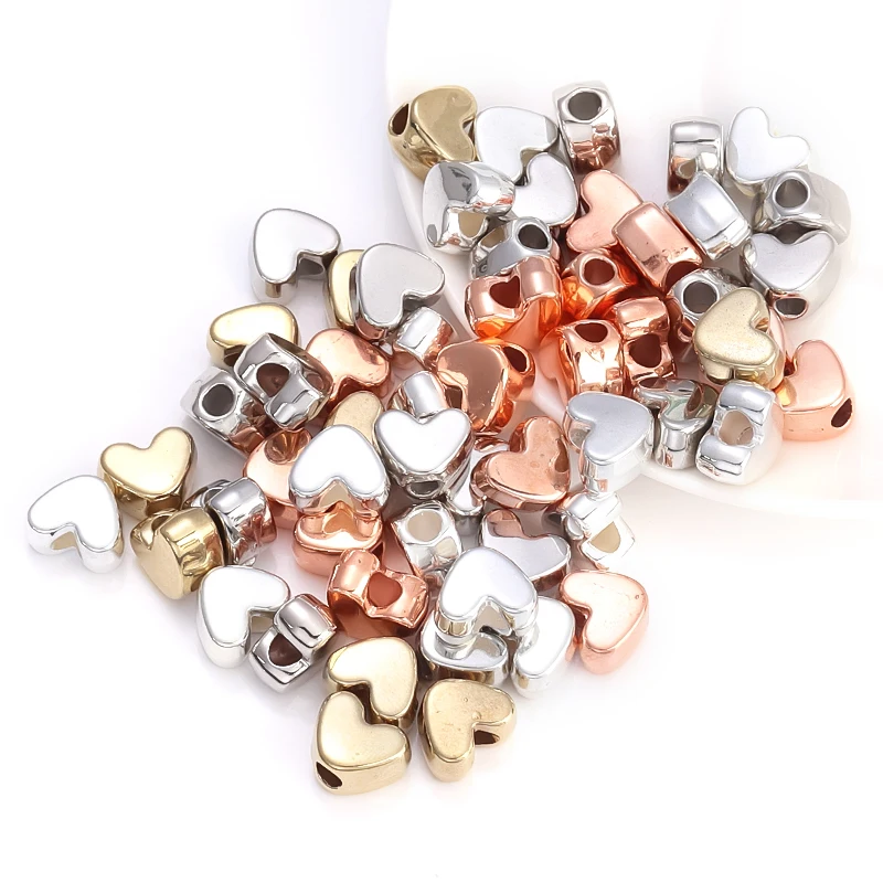 50 Stück/Set Großloch-Herzperlen CCB Lose Abstandsperlen Anhänger für Schmuckherstellung DIY Halskette Armband Schlüsselanhänger Zubehör – Detail 3