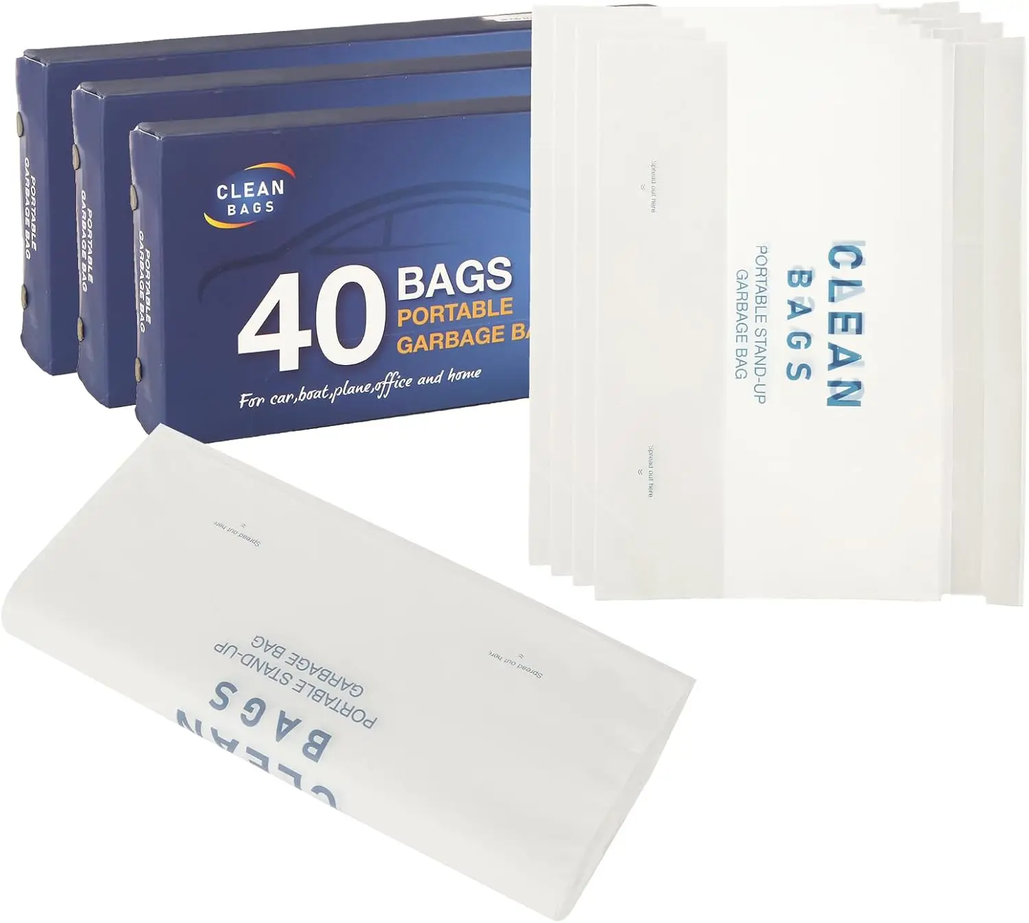 

200PCS Disposable Car Trash Bags, White 7.6x10in, Self-adhesive for Car, Kitchen, Office, Travel & Camping