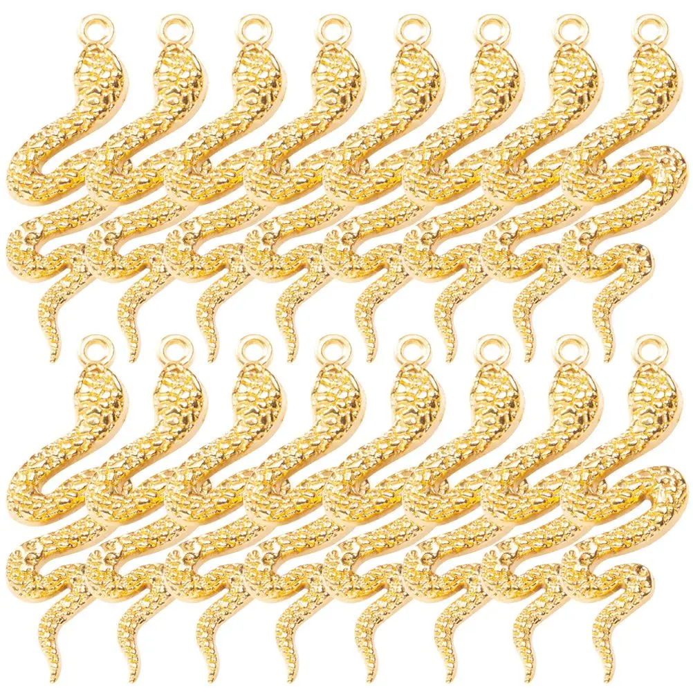 

32pcs Snake Pendant Alloy Charms for Jewelry Making Crafts Bracelets Necklaces Earrings DIY Accessories Golden Retro Metal