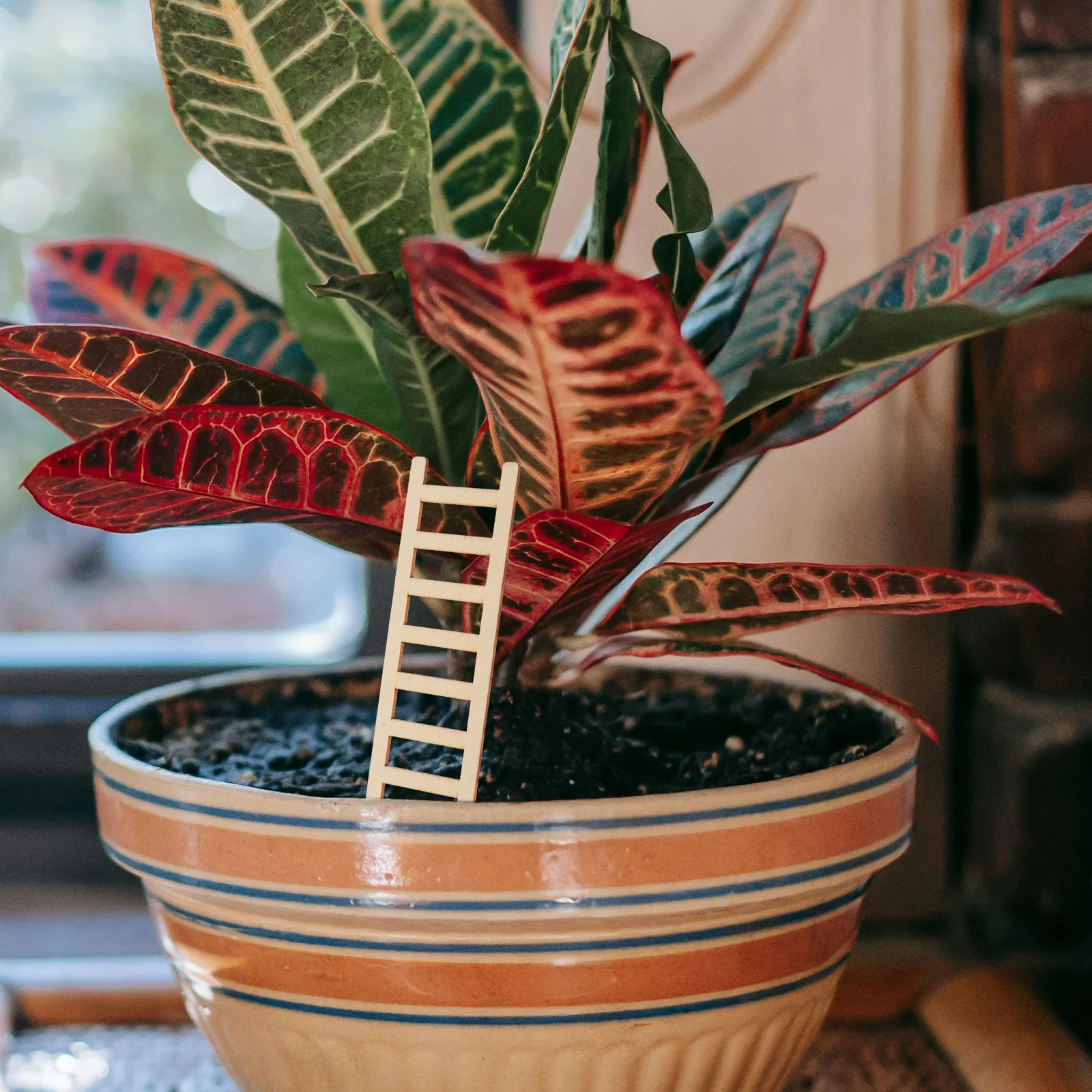 

2Pcs Mini House Ladder Decor Handmade Wooden Ladders for DIY Miniature Garden Layout Photography Prop Use Miniature Ladders