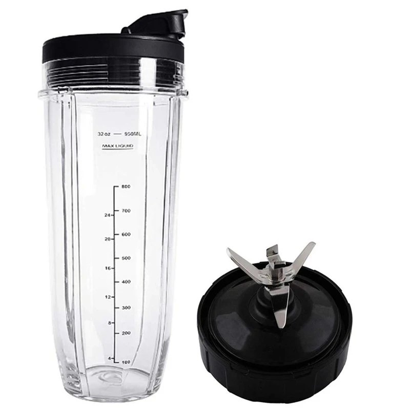 Acessórios Blender Peças de reposição, Tampa, 32oz Cup, Lâmina de 7 aletas, Compatível com Ninja Auto IQ, 1000W, BL482