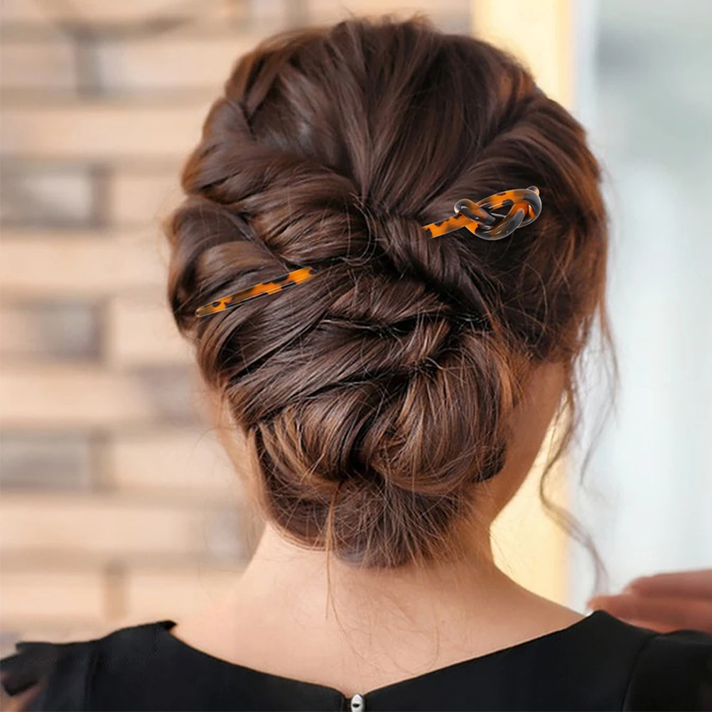 

2pcs Retro Hair Sticks Leopard Print Vintage Chinese Bun Accessories Durable Hairpins For Women Thick Hair Styling