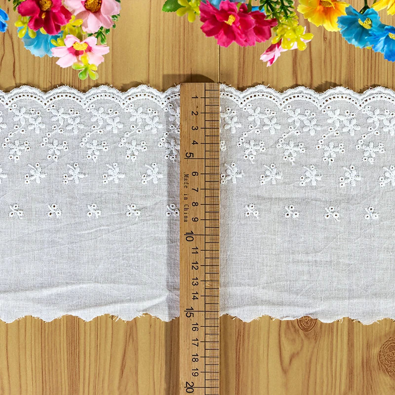 15CM Wide Cotton Embroidered Flowers Lace Guipure Ribbon White Beige Dress Clothes Sewing Collar Trim Handmade DIY Lace Material