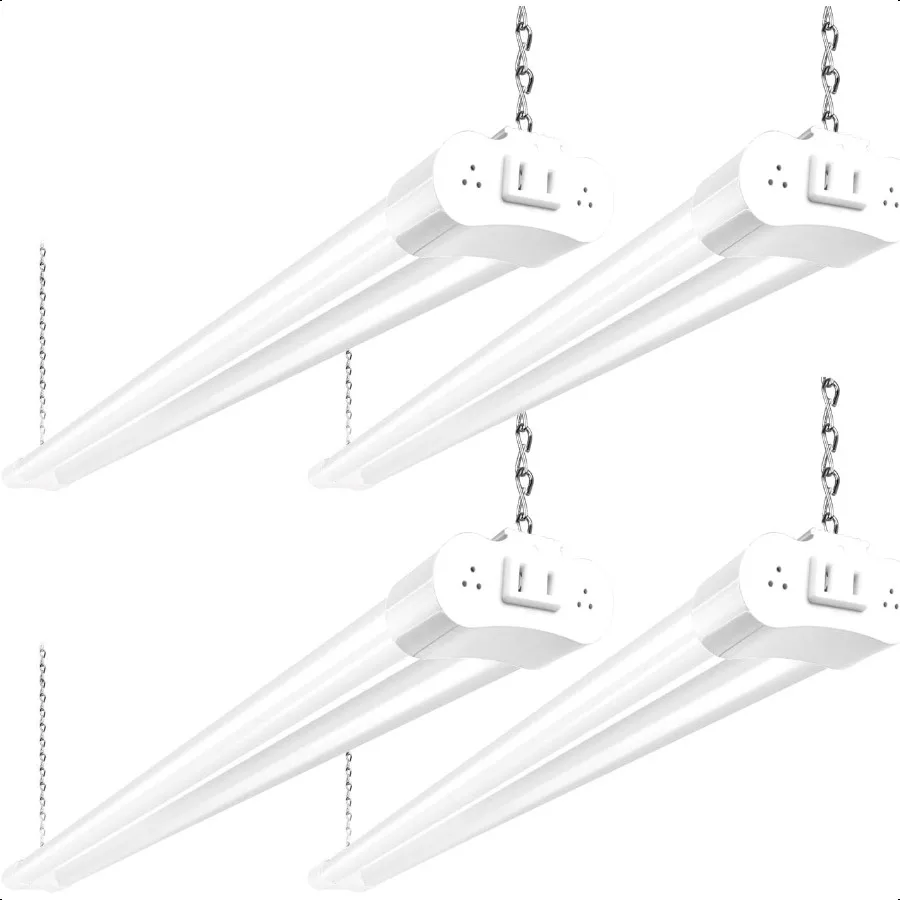 

hykolity 4 Pack 4FT LED Shop Light Linkable 4400lm 42w 250w Equivalent 5000K Utility Shop Lights Hanging or Flush Mount with Po