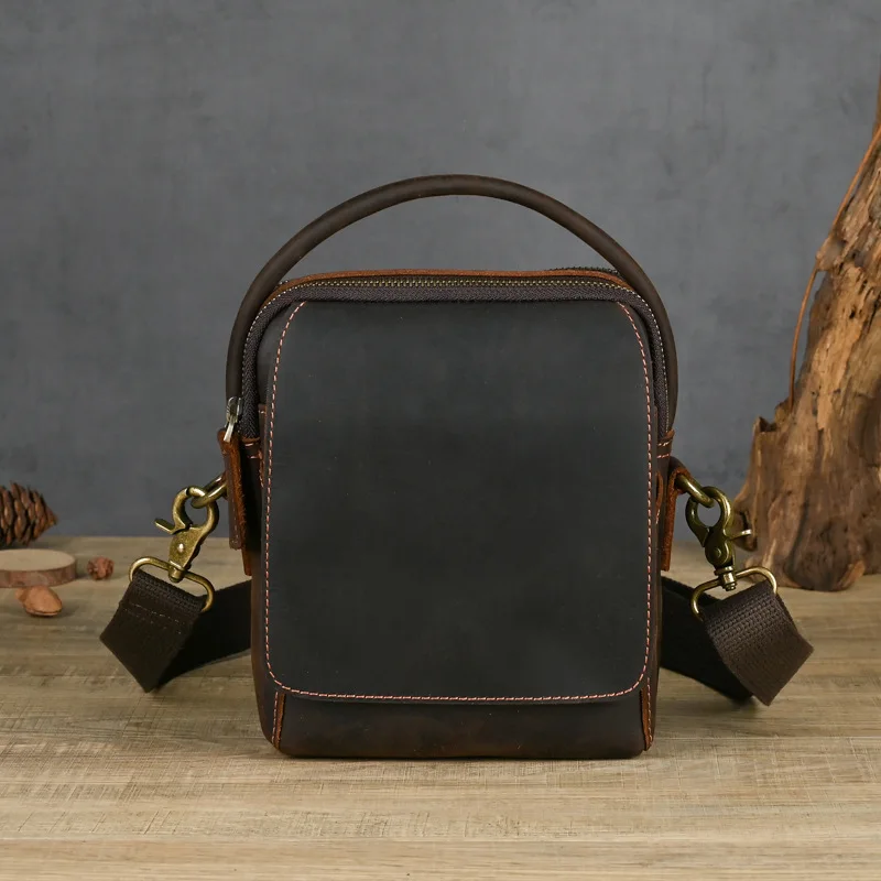 

Ретро ручной работы Mad Leather Повседневная универсальная сумка на одно плечо Мужская сумка через плечо Вертикальная маленькая XXX женская