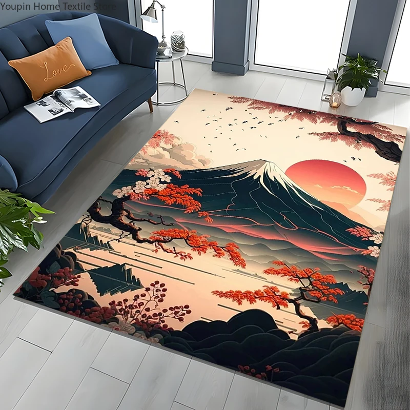 

Japanese Cherry Blossom Mount Fuji 3D Large Area Kids Carpet for Home Living Room Child Rugs Bedroom Sofa Doormat Floor Mat Gift