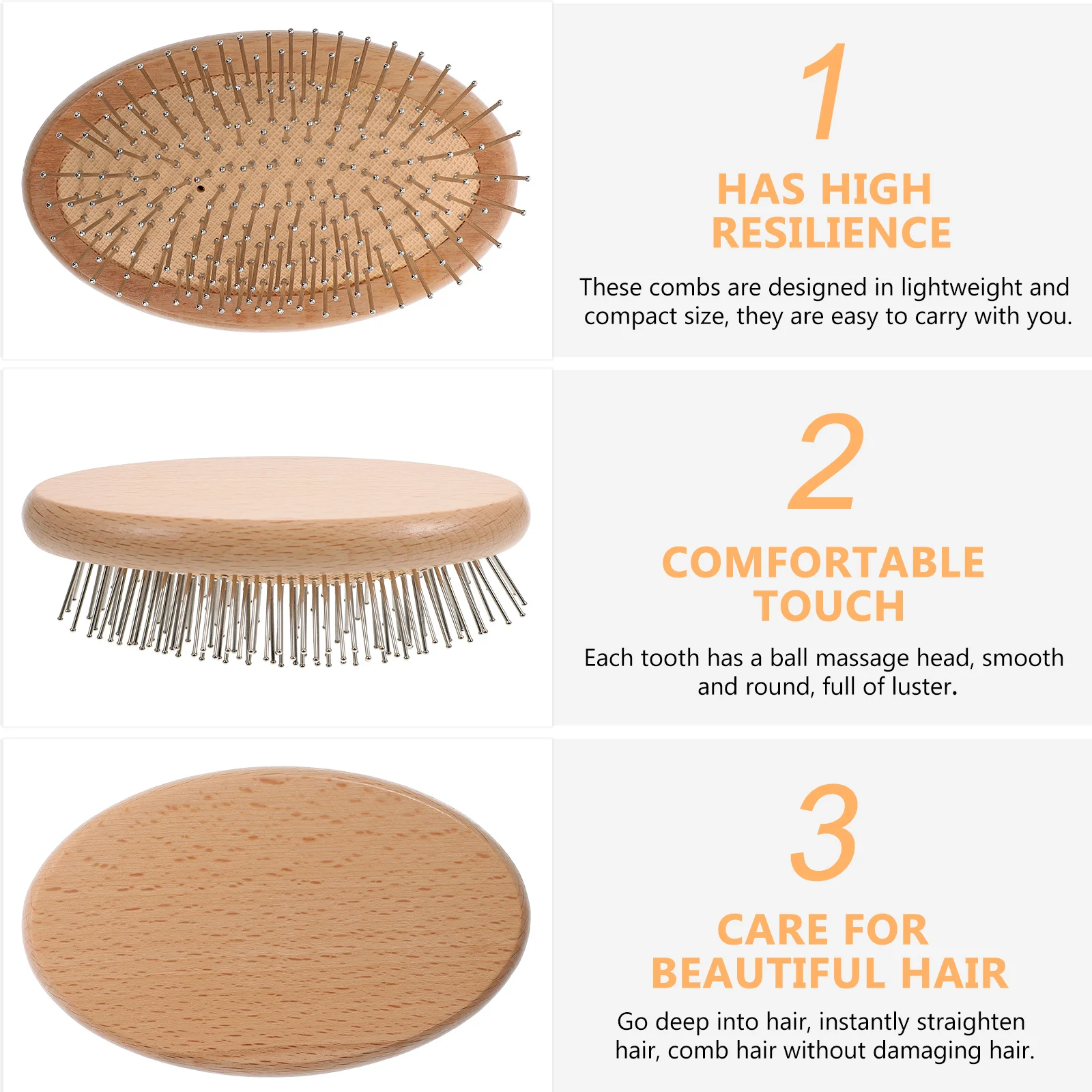 

Comb For Women Detangling Massage Scalp Portable Wood Hairbrush Lightweight Smooth Round Teeth Combs Hair Styling Tool