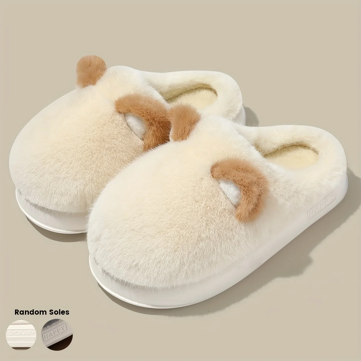 Cute Cartoon Men Winter Slippers Couples Casual Slip-On Plush Lined Shoes Comfortable Indoor Home Slippers