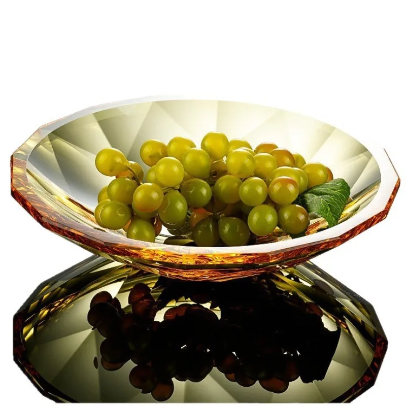 K9 crystal glass fruit plate, exquisite diamond surface high-end fruit plate, living room tea table snack candy refreshment