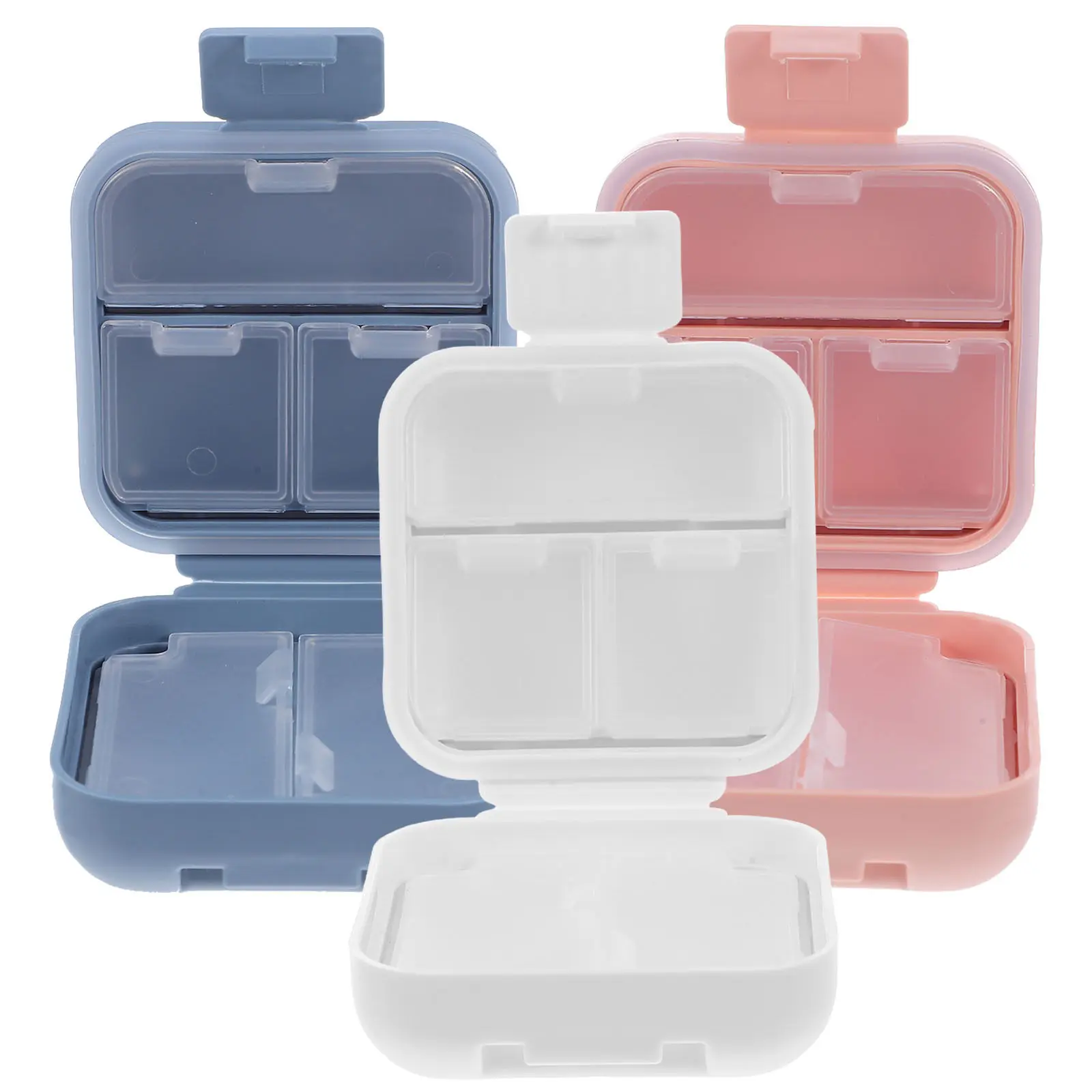 3Pcs Weekly Pill Holder Travel Case 5-Section Compartment Box Airtight Seal Small Portable Tablet Vitamin Organizer for Daily