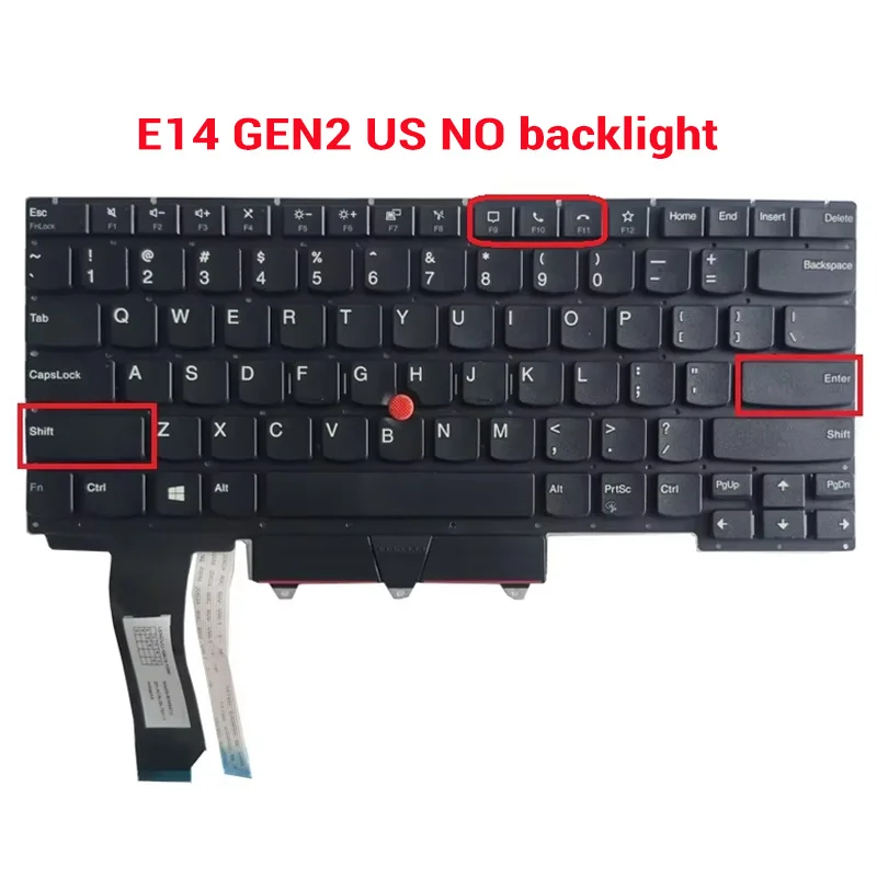 جديد للوحة مفاتيح الكمبيوتر المحمول Lenovo Thinkpad E14 Gen 2 الروسية/الولايات المتحدة/الإسبانية/اللاتينية
