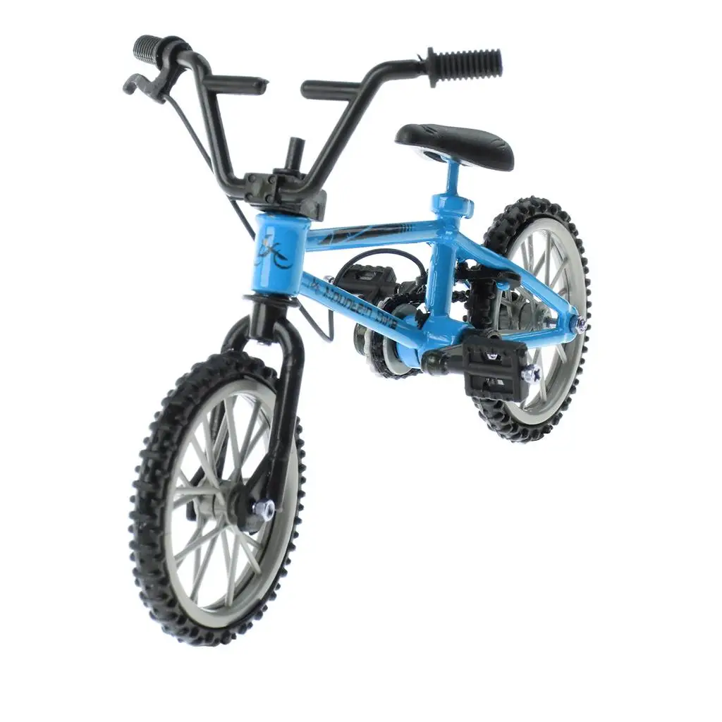 Blue Finger Mountain Bike Model Alloy Diecast Educational Miniature Bicycle Toy for Kids Imagination Development