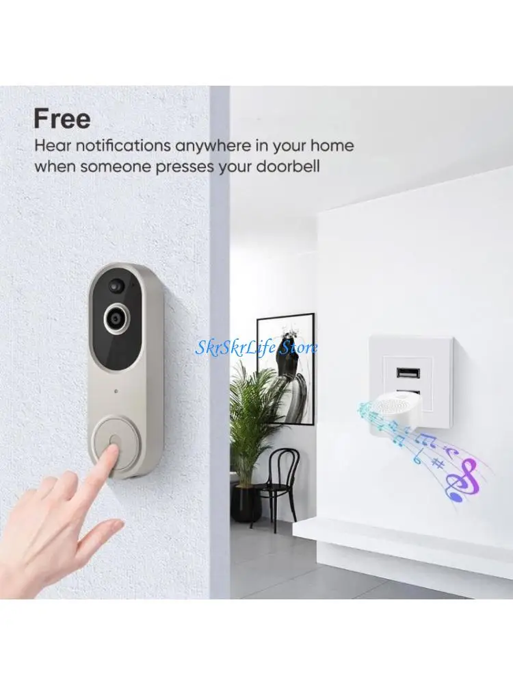 E65E Night Visibility Video Doorbell Wireless Intercom Motion Sensors Alerts Weatherproof ABS Material Home Safety Device
