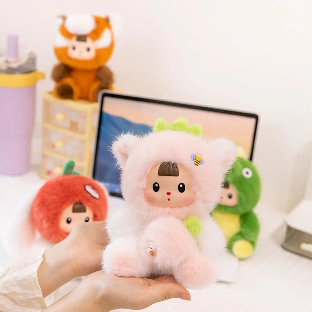 Comfort Little dinosaur Tomato Rabbit Cartoon Cute Little Raccoon 17cm Soft Animal Strawberry Cat Holiday Gifts