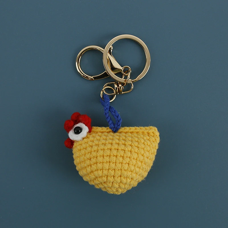 Creative Crochet Keychains Funny Chicken Doll Keychain Cartoon Cute Keyrings Exquisite Backpack Decoration Accessories Gifts