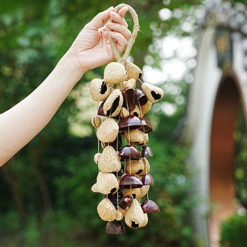 Handheld Fruit Shell Bell Sound Healing Outdoor Wind Chime Meditation Natural Nut Shell Bell Yoga Spirit Relaxation Handbell
