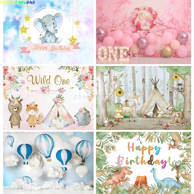 

Children's Newborn 1st Birthday Party Background Cartoon Elephant background Photo Studio Photography Props 22914 MM-04