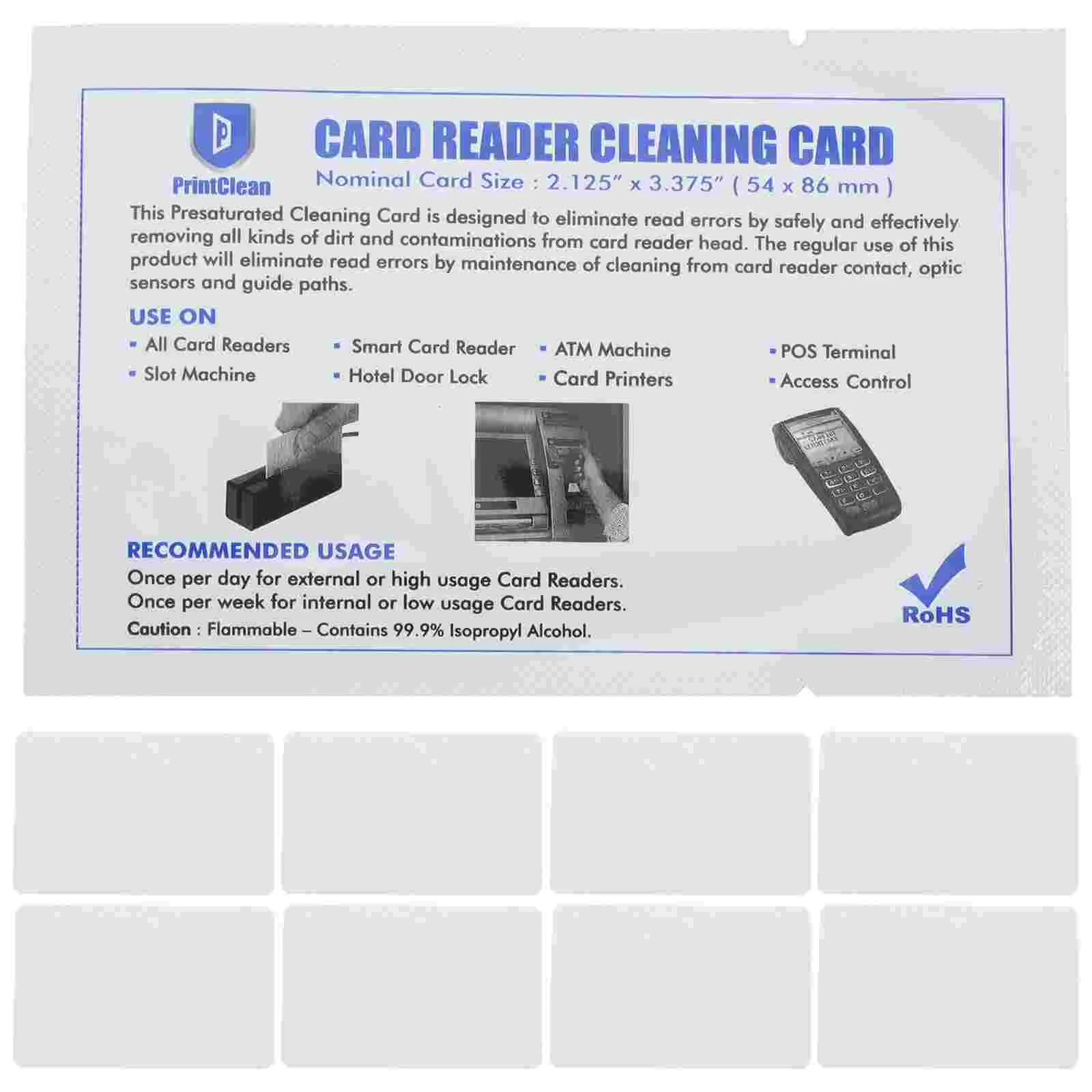 Card Reader Terminal Cleaner, ferramenta de limpeza para cartões de impressora, ferramentas Pos reutilizáveis, cabeça magnética, limpador lateral duplo