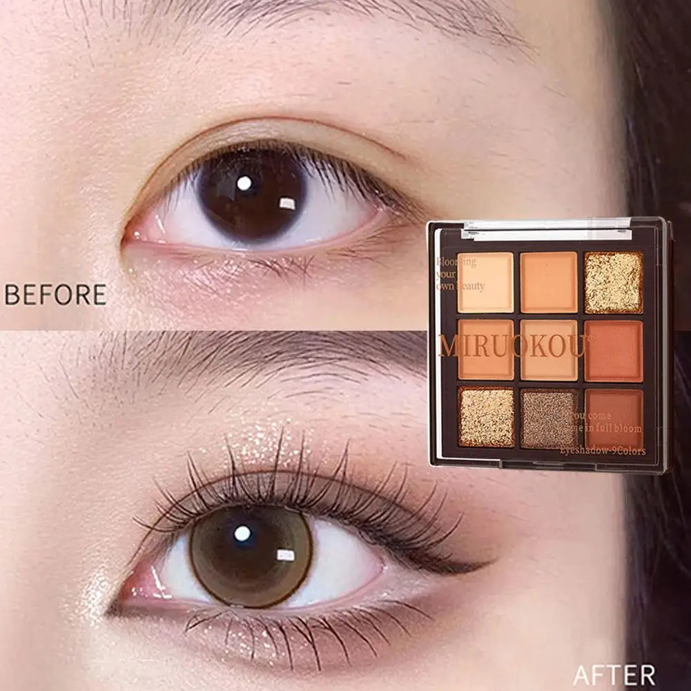 Paleta de sombra de ojos de Chocolate de 9 colores brillo mate coreano largo encantador ojos hacer paleta sombra de ojos paleta duradera Cosm D8d6