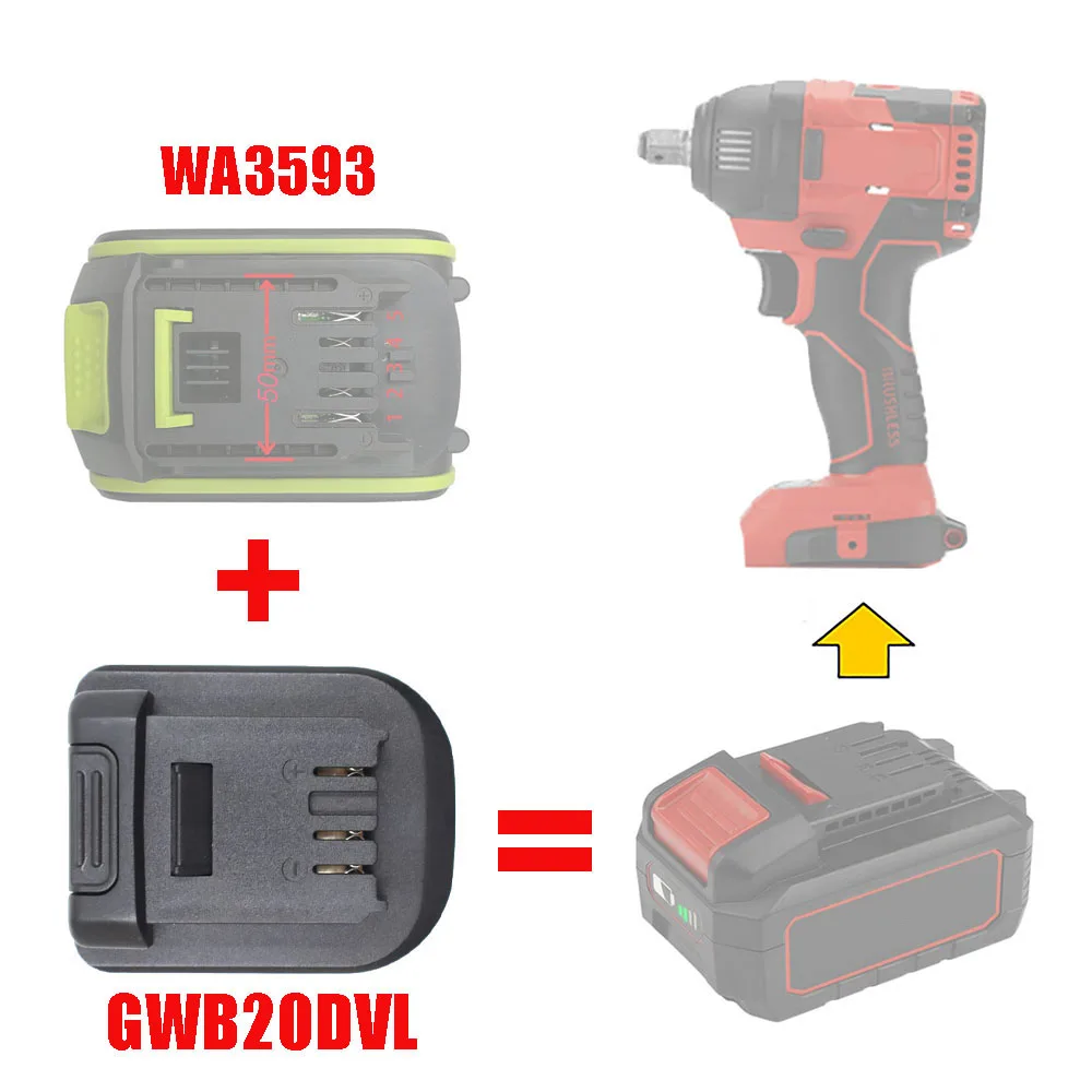 GWB20DVL Adapter Converter Can use for Worx 20V 5 Pin Interface Green Li-ion Battery on for Devon Electric Power Tools GWB18DVL