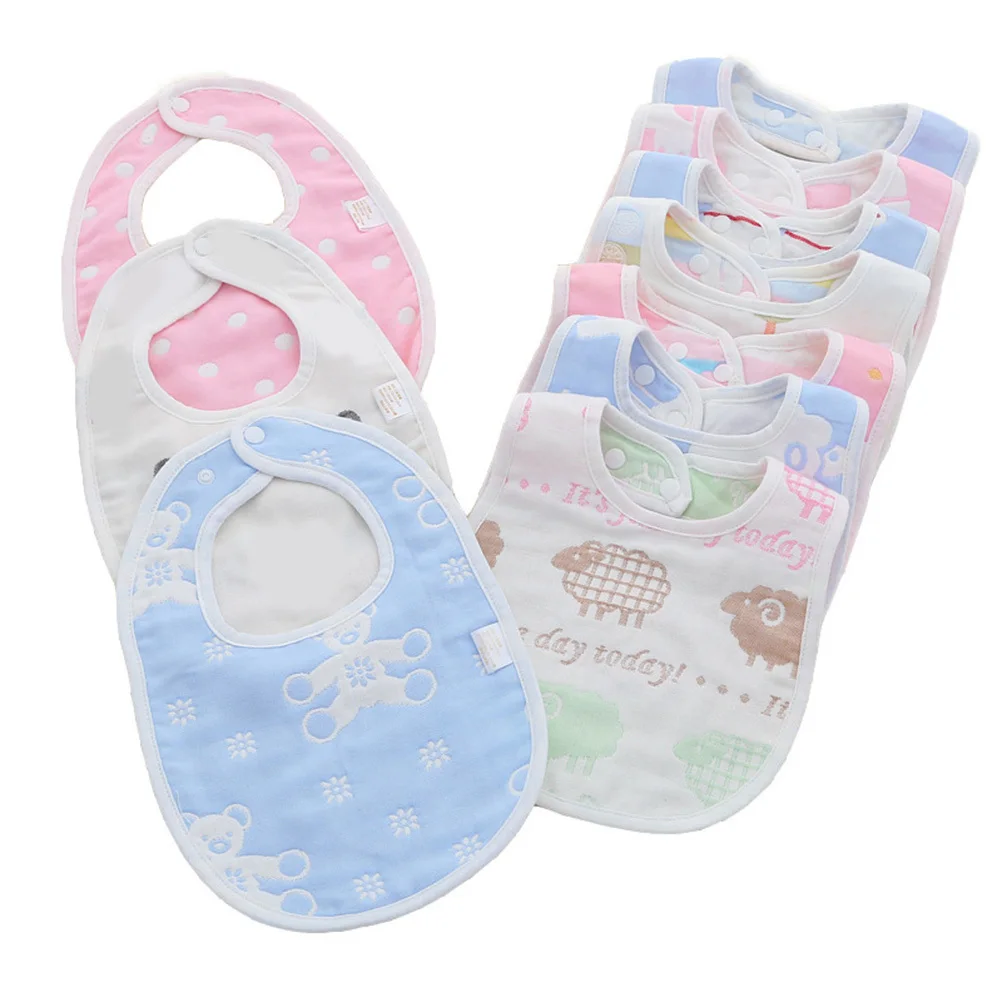 Baby Bibs Press Button Cotton Bandana Drool Absorbent Scarf Toddler Gauze Towel Sky Blue Baby Saliva Towels Cotton Saliva Towels