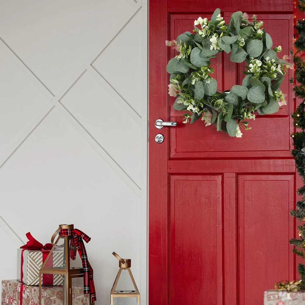 

33cm Christmas Decor Lifelike Flowers Green Eucalyptus Wreath Spring Summer Decor Creating Festive Atmosphere for Kids Adults