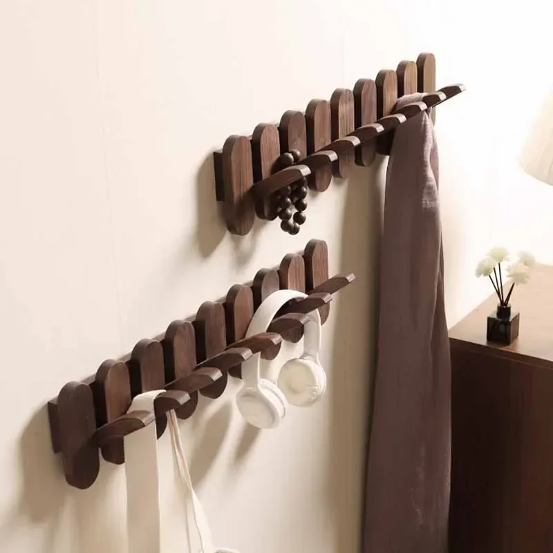 Coat Rack Walnut Wood Luxury Wall Clothes Dress Hanger Hooks Interior Furniture Bedroom Clothing Storage Backpack Coat Pants