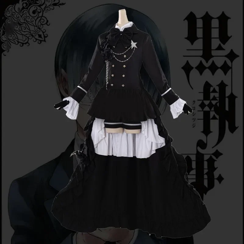 Traje  Cosplay  Anime Black Butler Ciel Phantomhive Smile, peluca, vestido  noche  cola  Milano, abrigo para hombre y