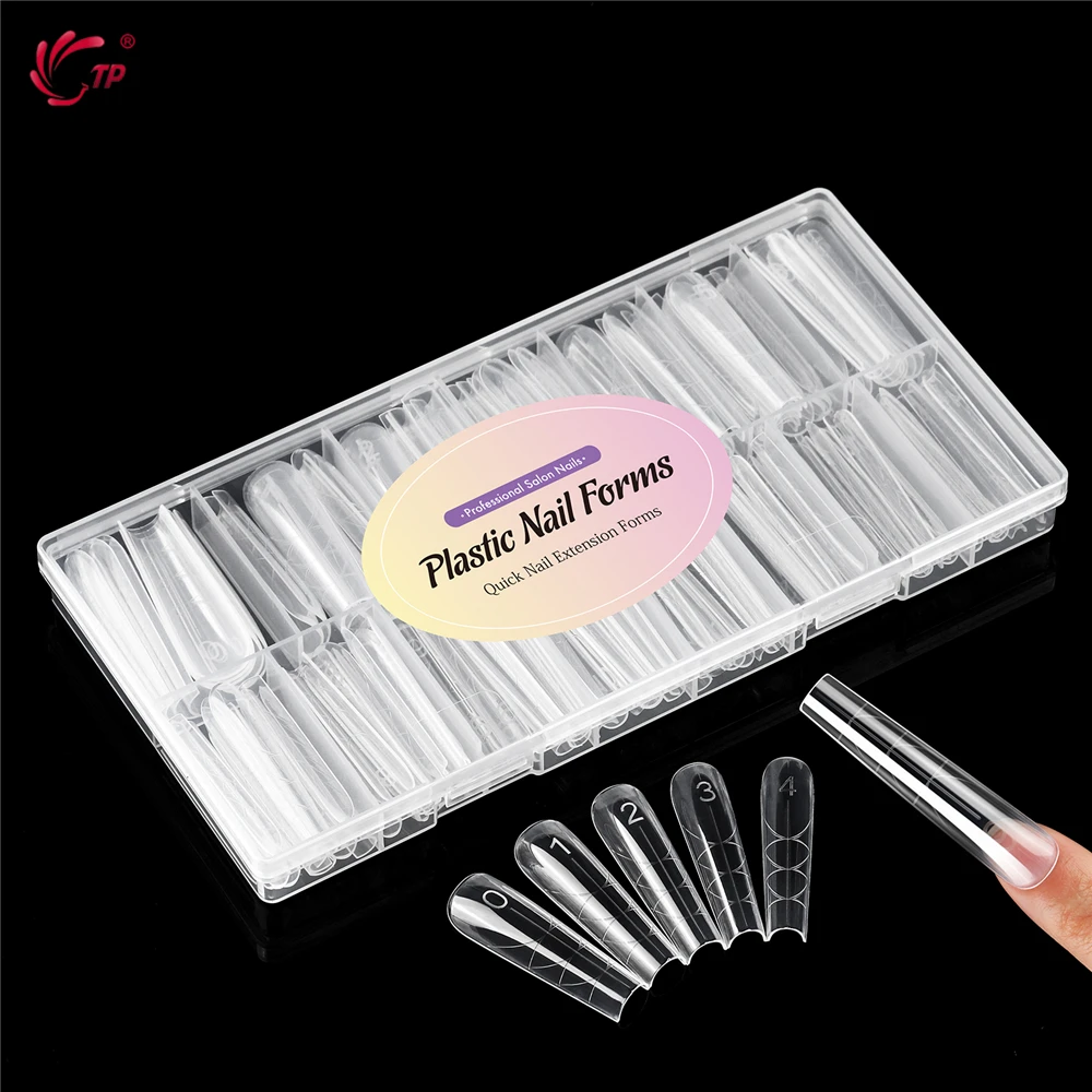 TP Dual Forms Nail Mold 150pcs/box Acrylic Nail Extension Poly Nail Gel Mold Full Cover Clear Nail Forms Manicure Tools 15 Sizes