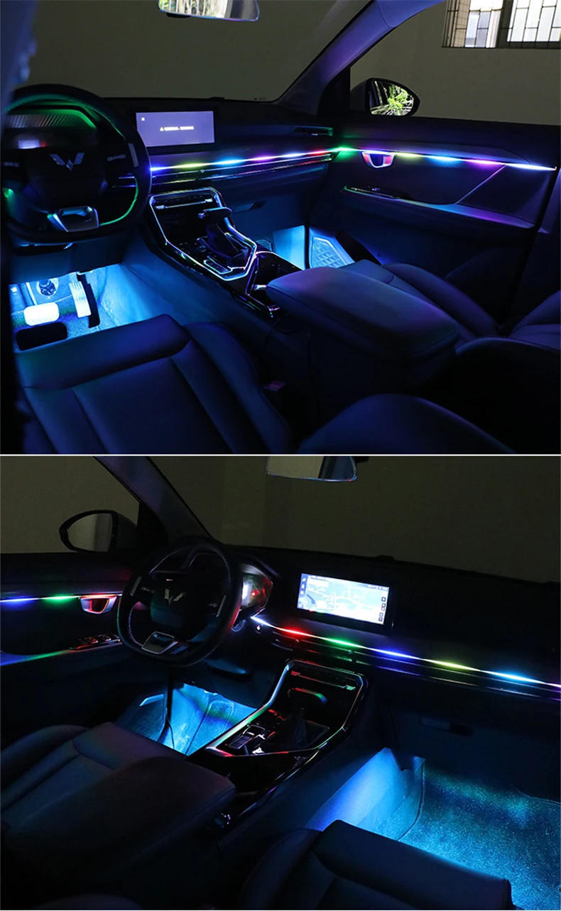 14 in 1 18 in 1 64 Farben RGB Symphony Car Atmosphere Interior LED Acryl Guide Fiber Optic Universal Dekoration Umgebungslichter – Detail 17