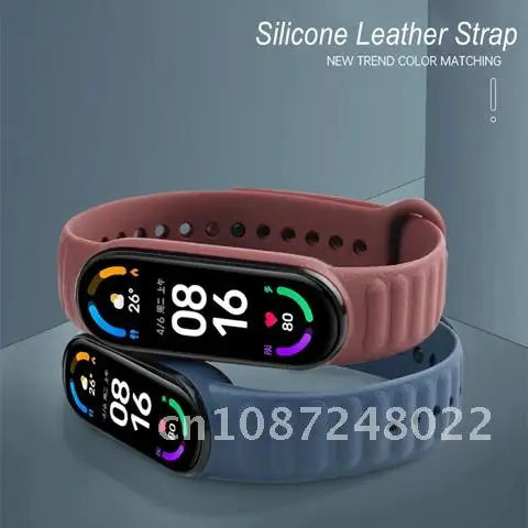 

Suitable For Mi Band 6 5 Strap Silicone Leather Pattern Personalized Fashion Replacement Sports Wristband 2021 New