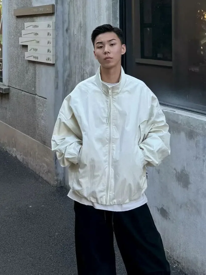 

Casual American Sle Men's Jaet Autumn New Faion Wide Fit Knife Sve Versatile Design Outerwear for Teenagers