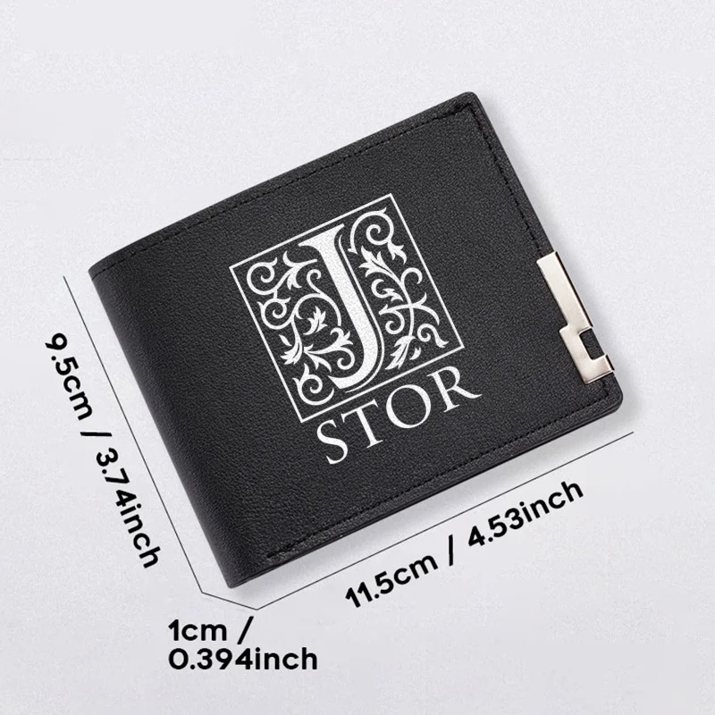 STOR 모노그램 로고 PU 가죽 지갑 미니멀리스트 디자인 남성용 슬림 컴팩트 비즈니스 스타일 내구성 경량 일상용