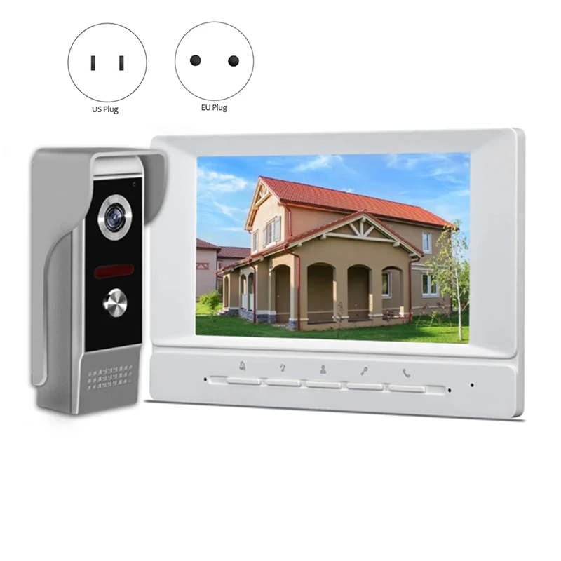 Video Doorbell Video Doorbell System ชุด 7 นิ้วรองรับการตรวจสอบปลดล็อคสําหรับ Villa Home US Plug