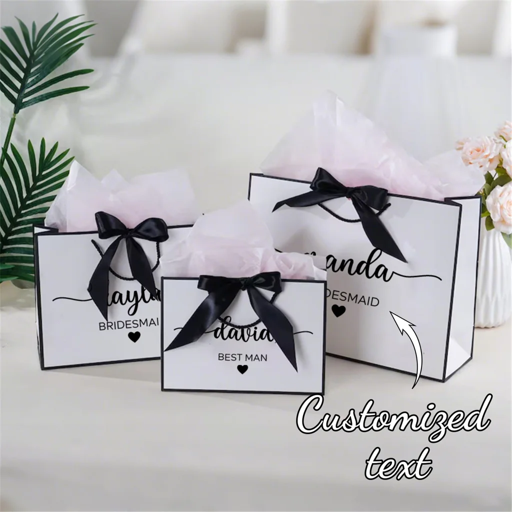 1pc Customized Name Bridal Party Bridesmaid Groomsmen Wedding Gift Bag Personalized Thank You Birthday Gift Bag Custom Gift Bag