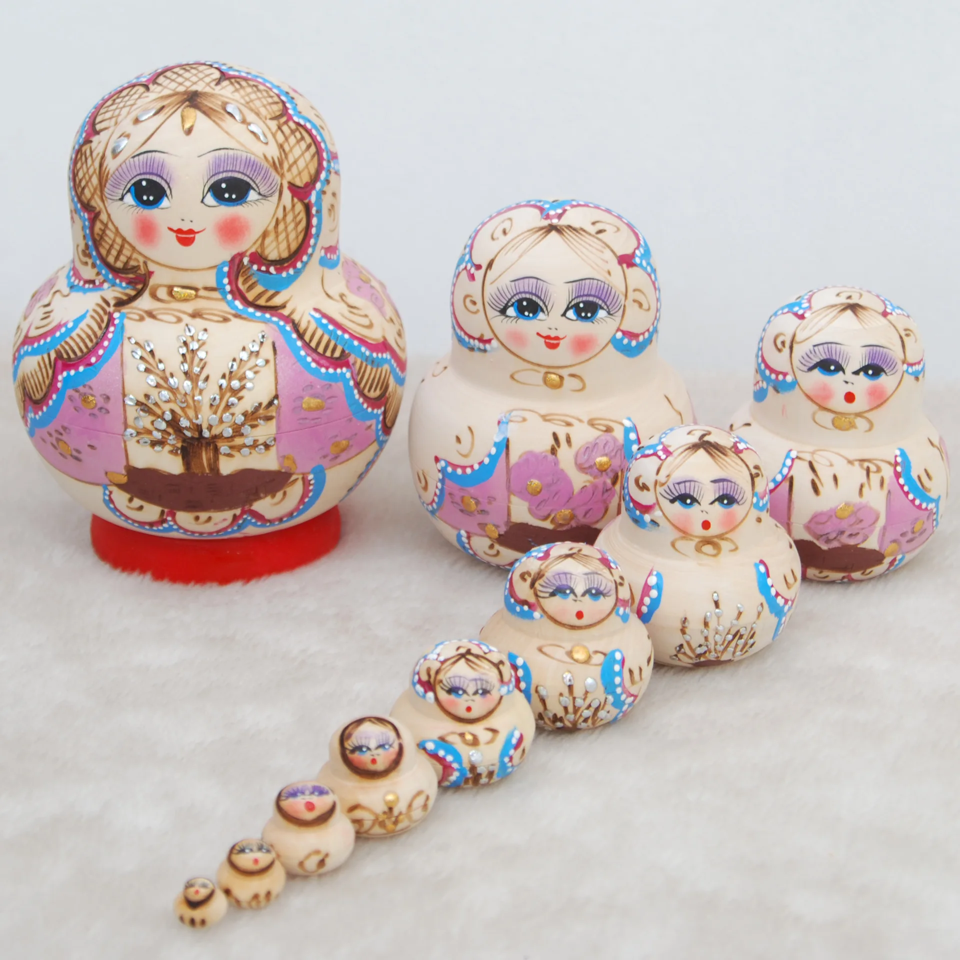 Matryoshka doll 10-layer air-dried linden holiday gift children's educational toy ornament