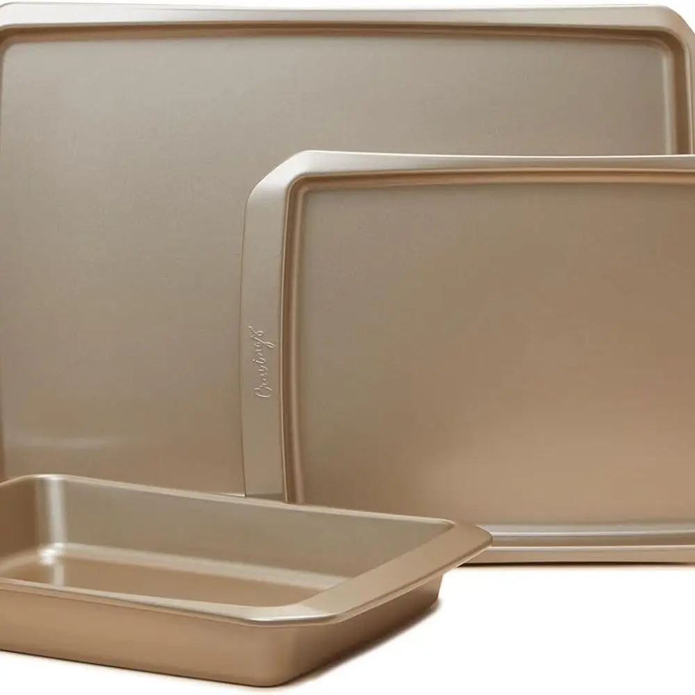 

Versatile 3-Piece Nonstick Steel Baking Set by Chrissy Teigen: Perfect for Pizza, Cakes, and Cookies
